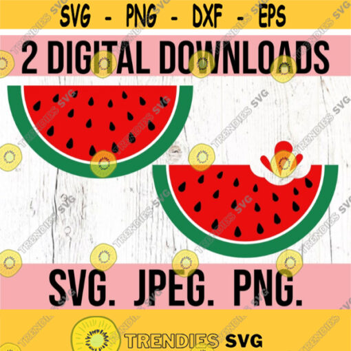 Watermelon Clipart SVG Watermelon SVG Fruit Slice Digital Download Bitten Watermelon Summer svg Silouette Cricut Cut File PNG Design 958