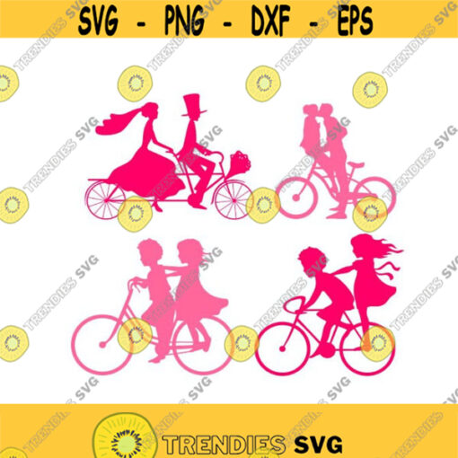 Wedding Love Bike Bicycle Cuttable Design SVG PNG DXF eps Designs Cameo File Silhouette Design 1567