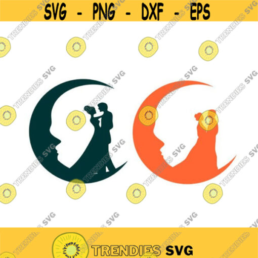 Wedding Moon Cuttable Design Pack SVG PNG DXF eps Designs Cameo File Silhouette Design 1438