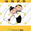 Wedding Stick Figure SVG. Bride and Groom Cut Files. Cute Bridal Ornament PNG. Doodle Wedding Vector Files DXF for Cutting Machine Download Design 532