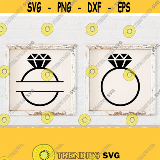 Wedding Svg Diamond Engagement Ring Svg Wedding Ring Svg Cut File Split Letter Monogram Svg Commercial Use Vector File Silhouette Design 661