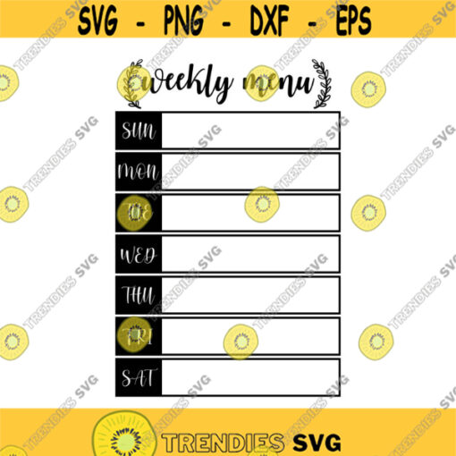 Weekly Menu Decal Files cut files for cricut svg png dxf Design 389