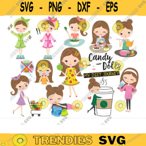 Weight Loss Planner Clipart Brown Hair Girl Diet Healthy Eating Lifestyle Grocery Shopping Food Nutrition Planner Sticker Clipart Clip Art copy