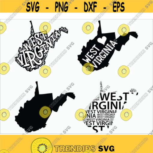 West Virginia 4 designs SVG Dxf Png Eps Cricut explore printable silhouette vinyl decal vector files for cutting machines Design 175