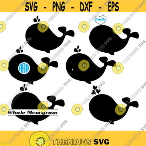 Whale SVG Whale Monogram SVG Whale Silhouette Whale Monogram Frame Whale SVG Cut Files Whale Frame Sea Svg Dxf Eps Whale Vector. .jpg