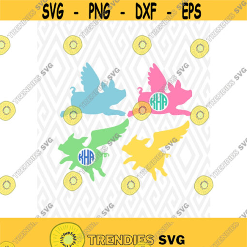 When Pigs Fly Monogram Cuttable Design in SVG DXF PNG Ai Pdf Eps Design 24