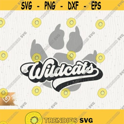 Wildcats Paw Svg Retro Design Paw Wildcats Svg School Team Spirit Png Wildcat Paw Cheer Svg Football Baseball Basketball Cricut Cut File Design 289