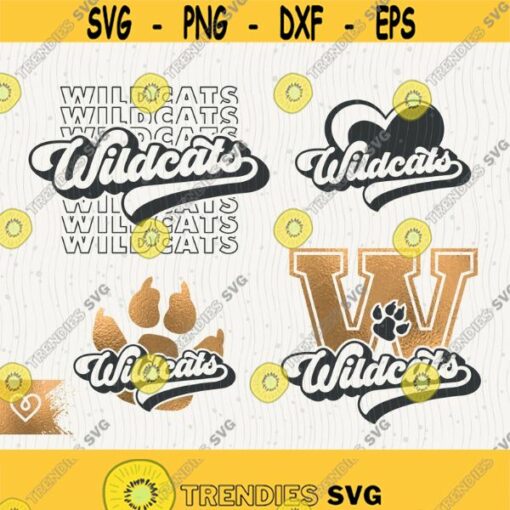 Wildcats Svg School Spirit Bundle Svg Retro Design Wildcat Pride Png Football Cheer Svg Baseball Wildcats Paw Svg Basketball Cricut Cut File Design 125
