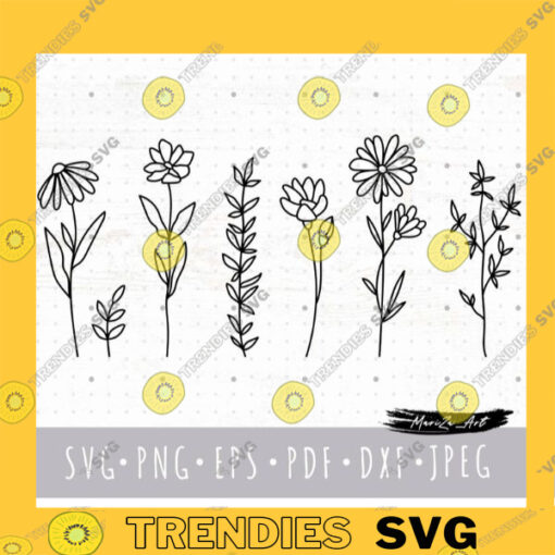 Wildflower SVG Daisy Flowers SVG files for cricut Floral bouquet svg Wildflowers png clipart summer botanical svg