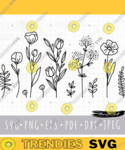 Wildflower SVG Poppy Flowers SVG files for cricut Floral bouquet svg Wildflowers png clipart summer botanical svg