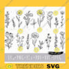 Wildflower SVG files for cricut Poppy flower SVG PNG clipart Floral svg Botanical Bouquet Svg garden svg dxf file for laser