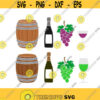 Wine Grapes Cups Bottle Art Cuttable Design SVG PNG DXF eps Designs Cameo File Silhouette Design 406