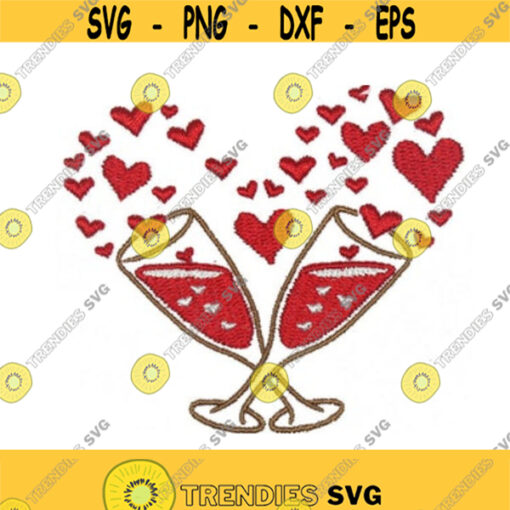 Wine Love Heart Valentines Day Embroidery Design Monogram Machine INSTANT DOWNLOAD pes dst Design 485