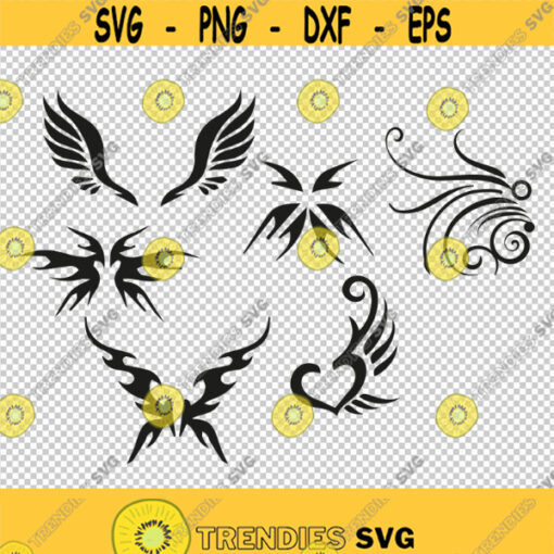 Wings Collection Heart Tattoo SVG PNG EPS File For Cricut Silhouette Cut Files Vector Digital File