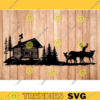 Winter Log Cabin SVG Deer Svg Deer Head Svg Deer Clipart Camping svg Hunting Svg Files Winter Scene Cabin Clipart Svg Files for Cricut 103 copy