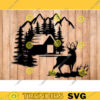Winter Log Cabin SVG Deer Svg Deer Head Svg Deer Clipart Camping svg Hunting Svg Files Winter Scene Cabin Clipart Svg Files for Cricut 90 copy