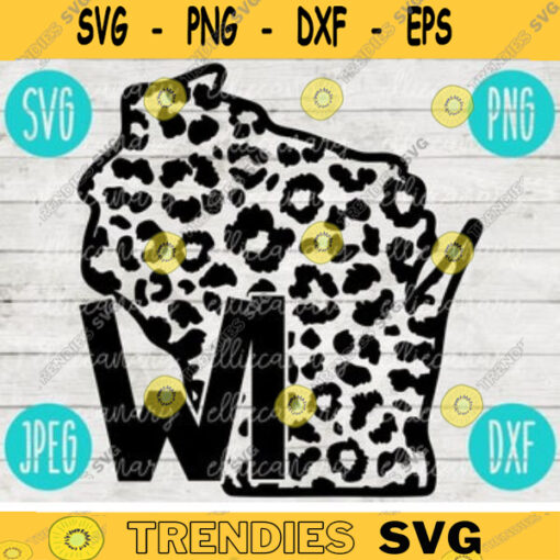 Wisconsin SVG State Leopard Cheetah Print svg png jpeg dxf Small Business Use Vinyl Cut File 2602
