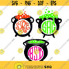 Witch Cauldron Monogram Halloween Cuttable SVG PNG DXF eps Designs Cameo File Silhouette Design 1293