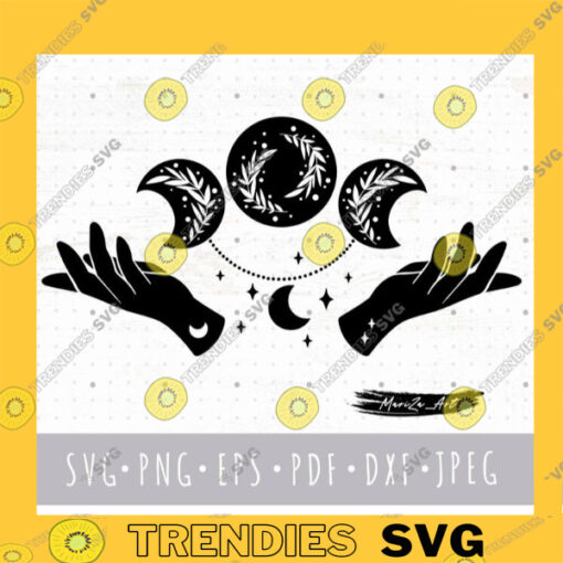 Witch Hands Svg Floral boho moon phases svg cricut files Mystical Witchy Svg Png clipart Esoteric Svg trendy witch hands sublimation