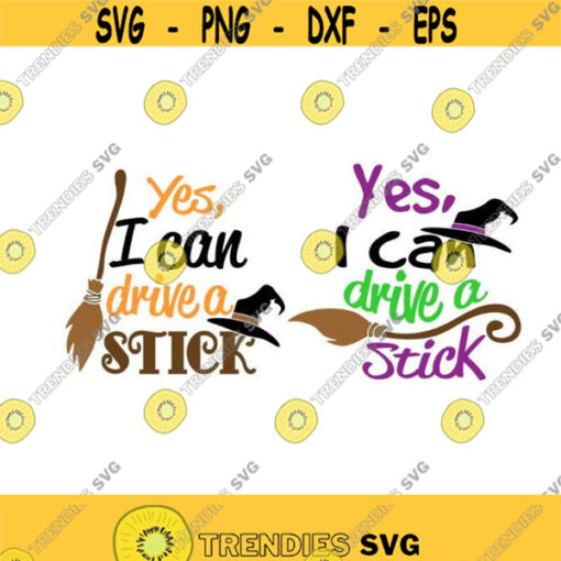 Witch I can Drive Stick Broom Halloween Cuttable Design SVG PNG DXF eps Designs Cameo File Silhouette Design 1025