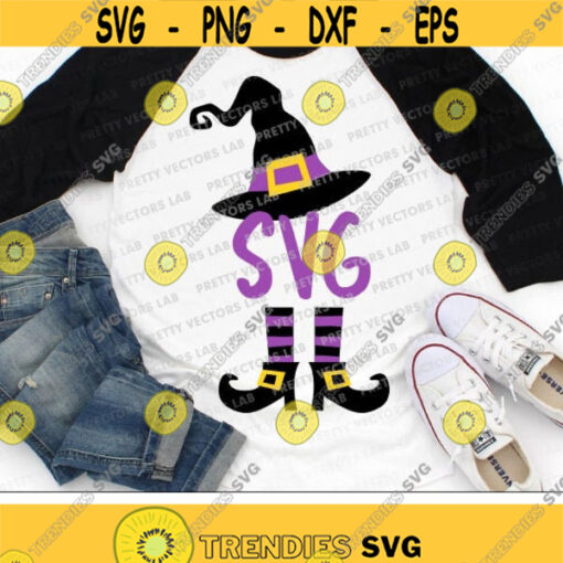 Witch Monogram Svg Halloween Svg Witch Hat Feet Svg Dxf Eps Png Witch Legs Cut Files Kids Shirt Design Fall Svg Silhouette Cricut Design 937 .jpg