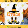 Witch Monogram Svg Halloween Svg Witch Hat and Feet Svg Dxf Eps Png Witch Legs Cut Files Halloween Shirt Design Silhouette Cricut Design 561 .jpg