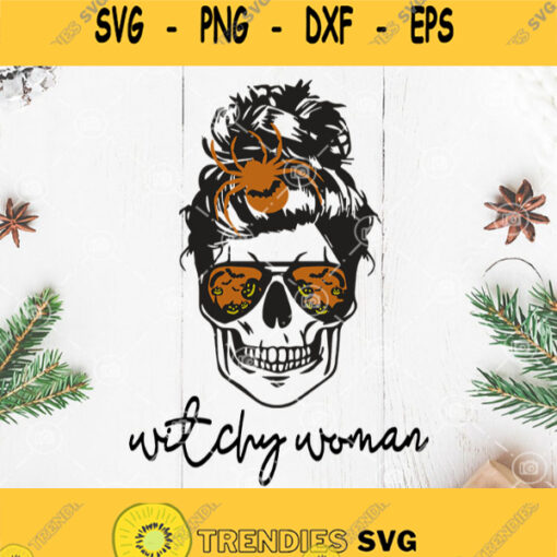 Witchy Woman Fall Skull Bun Spider Svg Witchy Woman Svg Skull Svg Witch Skull Svg Woman Skull Svg Spider On Skull Svg Skull With Glasses Svg