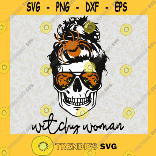 Witchy Woman Fall Skull Bun Spider Witchy Woman Woman Skull SVG PNG EPS DXF Silhouette Cut Files For Cricut Instant Download Vector Download Print File