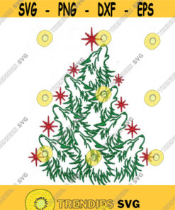 Wolf Christmas Tree Machine Embroidery INSTANT DOWNLOAD pes dst Design 800