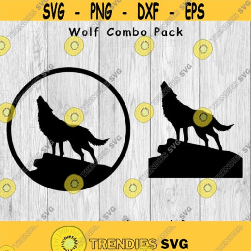 Wolf Howling Wolf Combo Pack svg png ai eps dxf DIGITAL files for Cricut CNC and other cut or print projects Design 155
