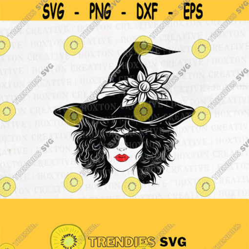 Woman Witch Hat Svg Halloween Girl svg Halloween Svg Witch Hat svg Afro Woman Svg Curly Woman Svg Cutting fileDesign 790