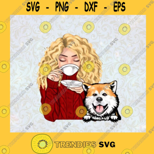 Woman and Dogs PNG Dogs Mom PNG Girl Coffee PNG