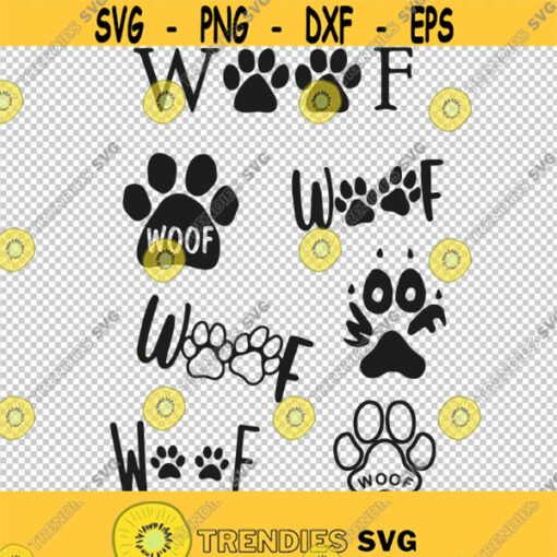 Woof Paw Barking Dog Bundle Collection SVG PNG EPS File For Cricut Silhouette Cut Files Vector Digital File