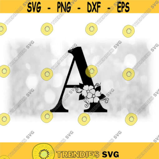 Word Clipart Black Formal Capital Letter A with Floral Flower Accents Change Color w Your Own Software Digital Download SVG PNG Design 1684