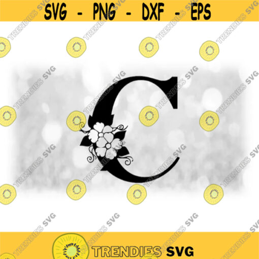 Word Clipart Black Formal Capital Letter C with Floral Flower Accents Change Color w Your Own Software Digital Download SVG PNG Design 1682