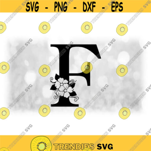 Word Clipart Black Formal Capital Letter F with Floral Flower Accents Change Color w Your Own Software Digital Download SVG PNG Design 1723