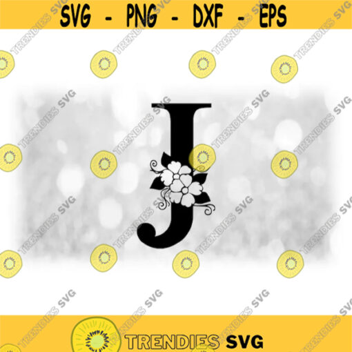 Word Clipart Black Formal Capital Letter J with Floral Flower Accents Change Color w Your Own Software Digital Download SVG PNG Design 1742