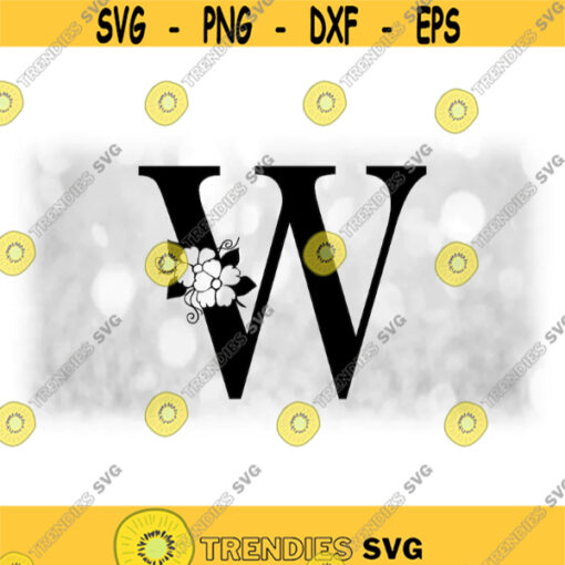 Word Clipart Black Formal Capital Letter W with Floral Flower Accents Change Color w Your Own Software Digital Download SVG PNG Design 1772