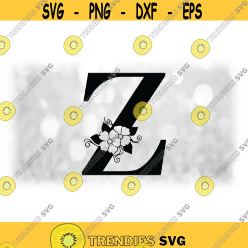 Word Clipart Black Formal Capital Letter Z with Floral Flower Accents Change Color w Your Own Software Digital Download SVG PNG Design 1807