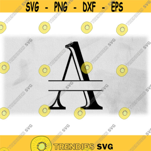 Word Clipart Black Formal Etched Colonial Style Capital Initial or Monogram Split Letter A for Adding Name Digital Download SVG PNG Design 767