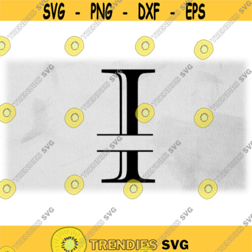 Word Clipart Black Formal Etched Colonial Style Capital Initial or Monogram Split Letter I for Adding Name Digital Download SVG PNG Design 764