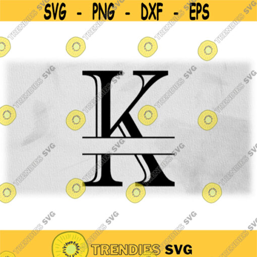 Word Clipart Black Formal Etched Colonial Style Capital Initial or Monogram Split Letter K for Adding Name Digital Download SVG PNG Design 765