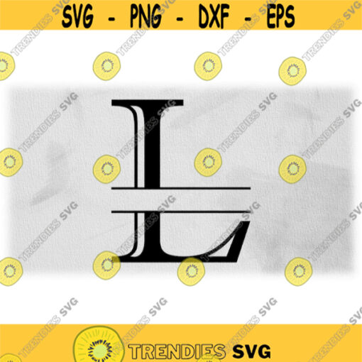 Word Clipart Black Formal Etched Colonial Style Capital Initial or Monogram Split Letter L for Adding Name Digital Download SVG PNG Design 763