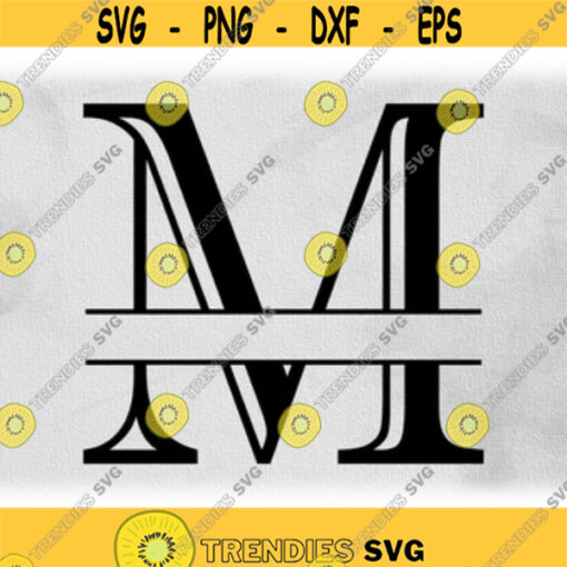Word Clipart Black Formal Etched Colonial Style Capital Initial or Monogram Split Letter M for Adding Name Digital Download SVG PNG Design 209
