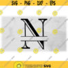 Word Clipart Black Formal Etched Colonial Style Capital Initial or Monogram Split Letter N for Adding Name Digital Download SVG PNG Design 762