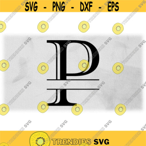 Word Clipart Black Formal Etched Colonial Style Capital Initial or Monogram Split Letter P for Adding Name Digital Download SVG PNG Design 595