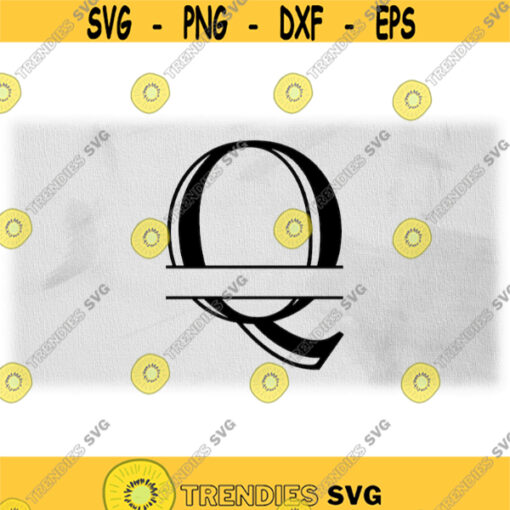 Word Clipart Black Formal Etched Colonial Style Capital Initial or Monogram Split Letter Q for Adding Name Digital Download SVG PNG Design 760