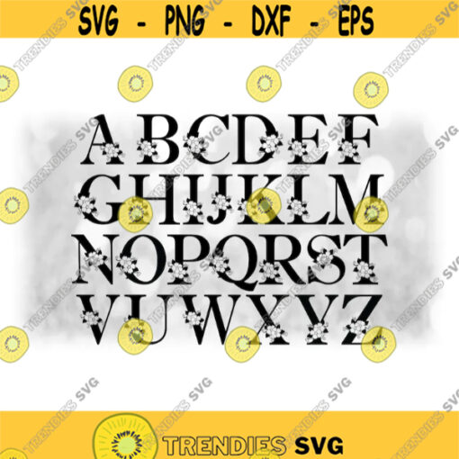 Word Clipart Value Pack Bundle Entire Alphabet of 26 of Black Formal Capital Letters with FloralFlower Accents Digital Download SVGPNG Design 1801