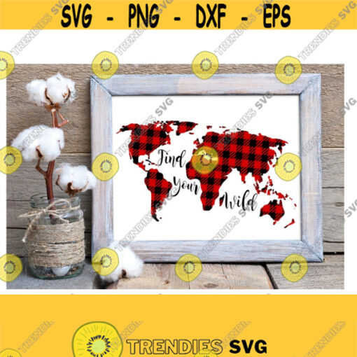 World Map Sublimation PNG World Map Clip Art Buffalo Plaid World Map Map PNG Sublimation Design