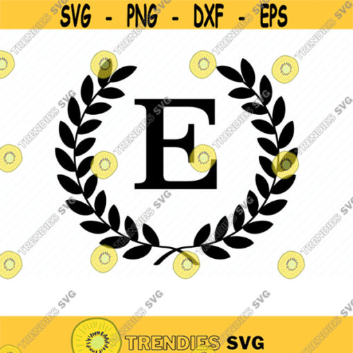 Wreath SVG with Alphabet E. Wreath SVG. Wreath PDF. Wreath Cutting file. Wreath Silhouette. Monogram Svg. Wreath Print. Wedding Svg. Png.